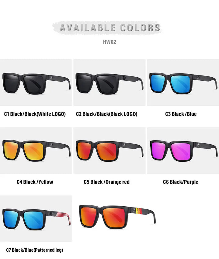 HEAT WAVE HD Polarized Sunglasses For Men Sports Eyewear Mirror Square Sun Glasses Fashion Women Shades UV400 Black Goggles