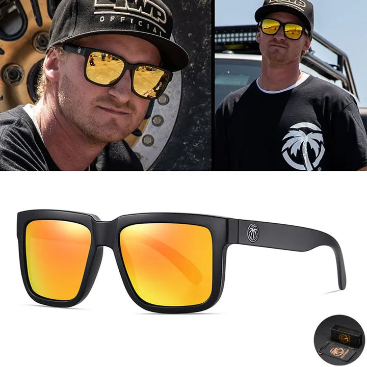HEAT WAVE HD Polarized Sunglasses For Men Sports Eyewear Mirror Square Sun Glasses Fashion Women Shades UV400 Black Goggles