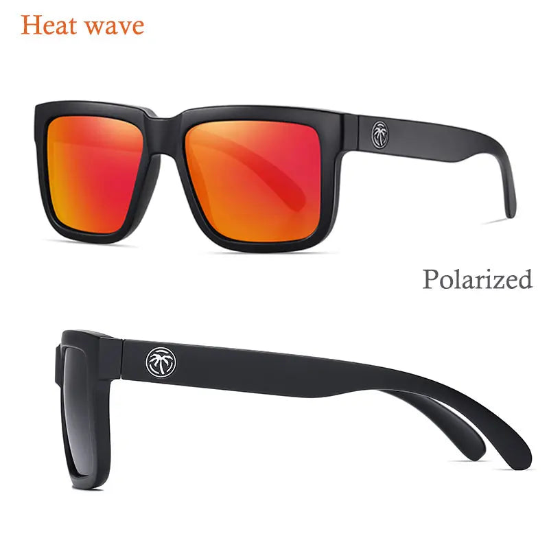 HEAT WAVE HD Polarized Sunglasses For Men Sports Eyewear Mirror Square Sun Glasses Fashion Women Shades UV400 Black Goggles