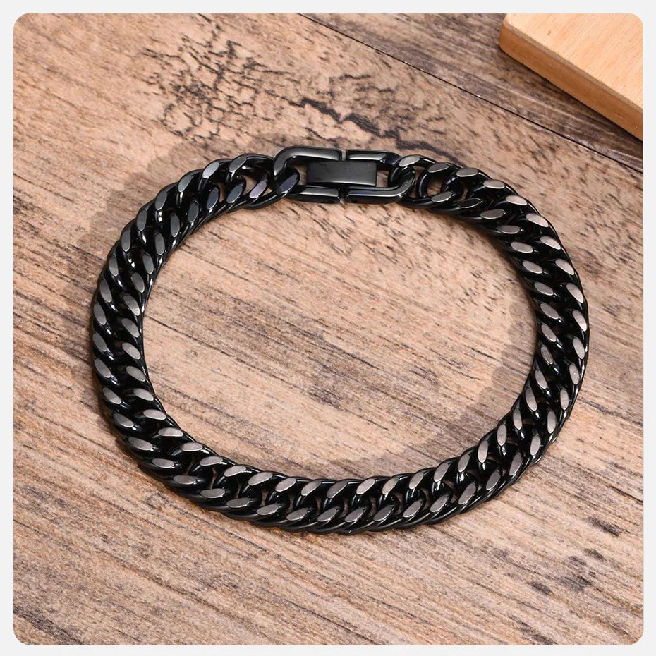 Vnox Men's Stainless Steel Link Chain Miami Cuban Bracelet