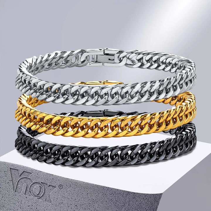 Vnox Men's Stainless Steel Link Chain Miami Cuban Bracelet