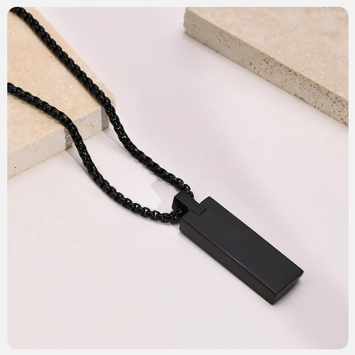 Vnox Mens Stylish Geometric Rectangle Pendant Necklace,Stainless Steel Length Adjustable Box Chain, Male Jewelry Gift