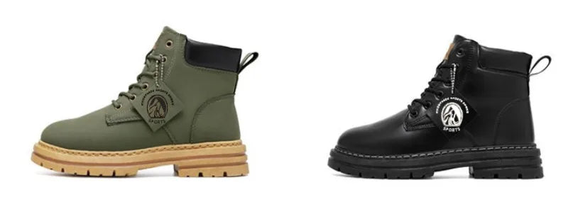 Men Leather Shoes High Top Boots Fashion Motorcycle Ankle Boots Men Winter Boots Man Shoes Lace-Up Botas Hombre Spring Hot Sale