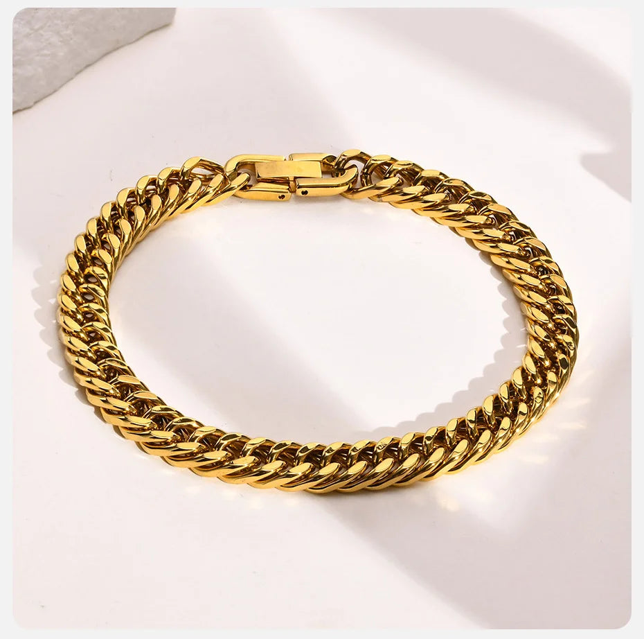 Vnox Men's Stainless Steel Link Chain Miami Cuban Bracelet