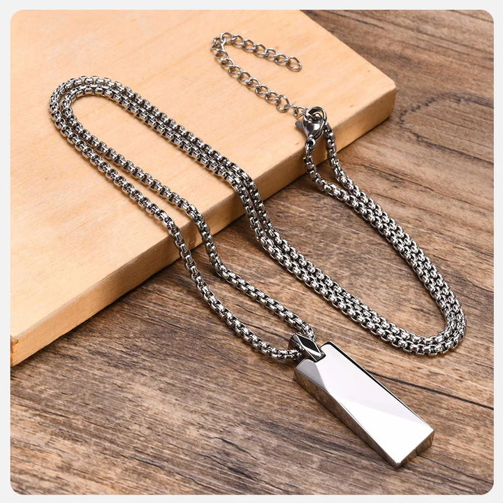 Vnox Mens Stylish Geometric Rectangle Pendant Necklace,Stainless Steel Length Adjustable Box Chain, Male Jewelry Gift