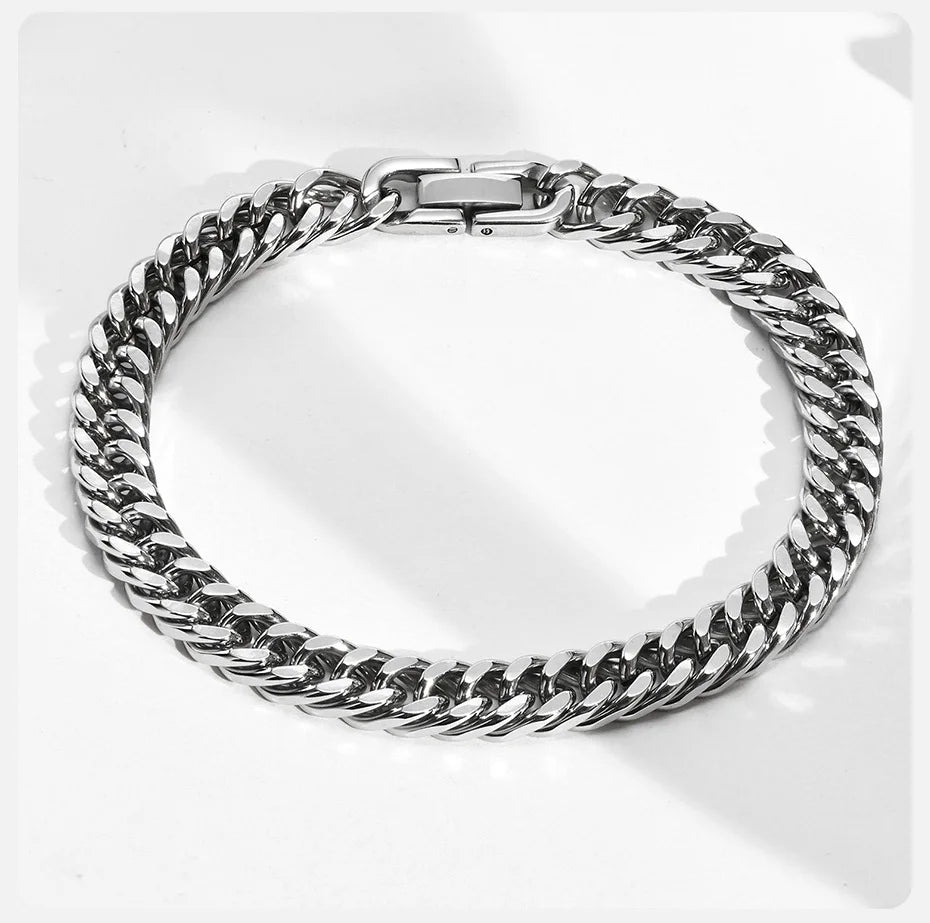 Vnox Men's Stainless Steel Link Chain Miami Cuban Bracelet