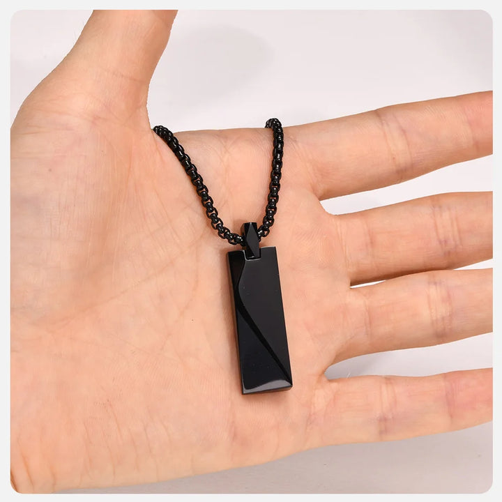 Vnox Mens Stylish Geometric Rectangle Pendant Necklace,Stainless Steel Length Adjustable Box Chain, Male Jewelry Gift