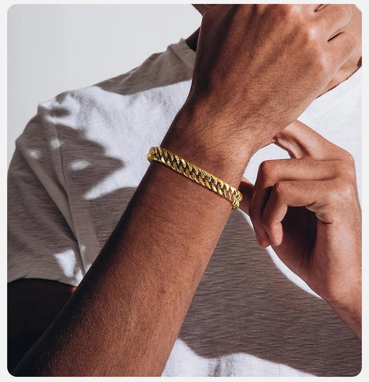 Vnox Men's Stainless Steel Link Chain Miami Cuban Bracelet