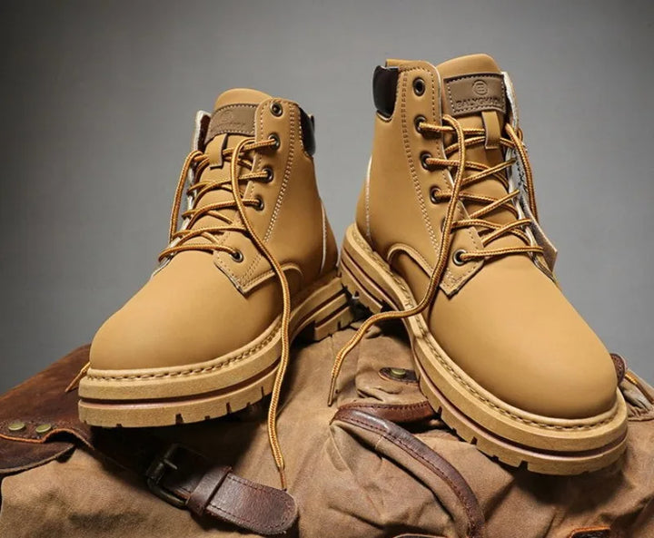 Men Leather Shoes High Top Boots Fashion Motorcycle Ankle Boots Men Winter Boots Man Shoes Lace-Up Botas Hombre Spring Hot Sale