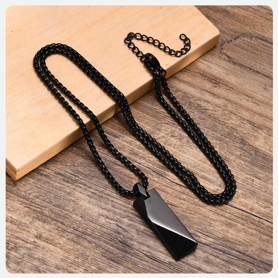 Vnox Mens Stylish Geometric Rectangle Pendant Necklace,Stainless Steel Length Adjustable Box Chain, Male Jewelry Gift