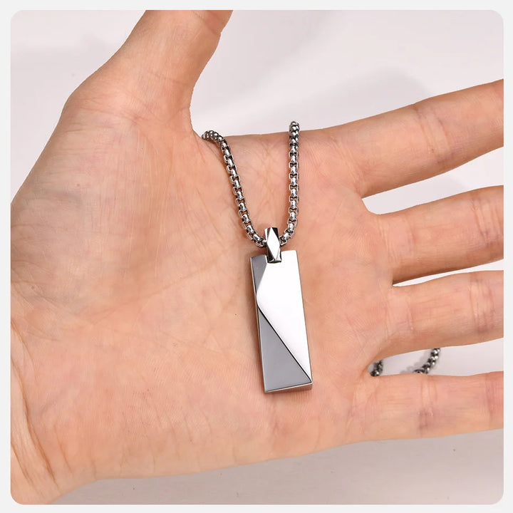 Vnox Mens Stylish Geometric Rectangle Pendant Necklace,Stainless Steel Length Adjustable Box Chain, Male Jewelry Gift