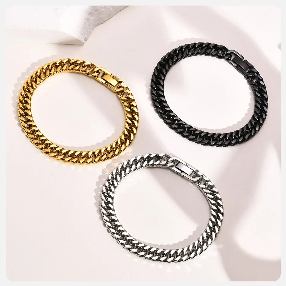 Vnox Men's Stainless Steel Link Chain Miami Cuban Bracelet