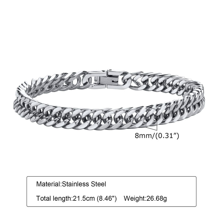 Vnox Men's Stainless Steel Link Chain Miami Cuban Bracelet