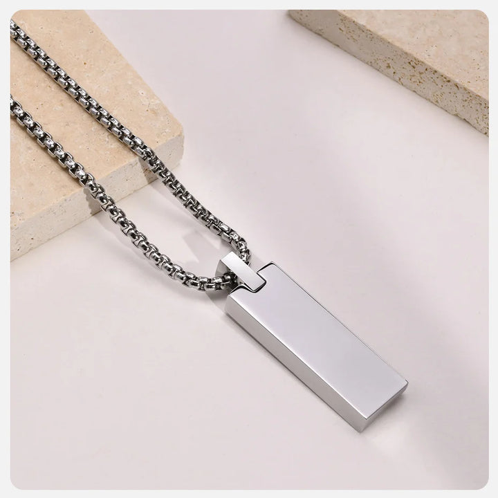 Vnox Mens Stylish Geometric Rectangle Pendant Necklace,Stainless Steel Length Adjustable Box Chain, Male Jewelry Gift