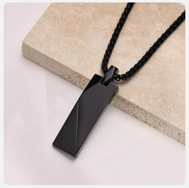 Vnox Mens Stylish Geometric Rectangle Pendant Necklace,Stainless Steel Length Adjustable Box Chain, Male Jewelry Gift